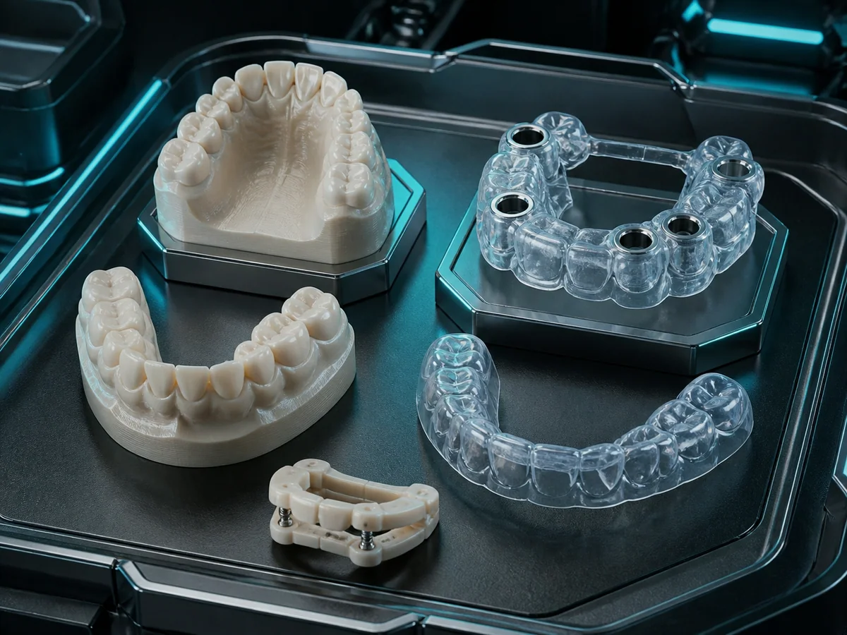 Concept visualization of resin dental models, guides and appliances