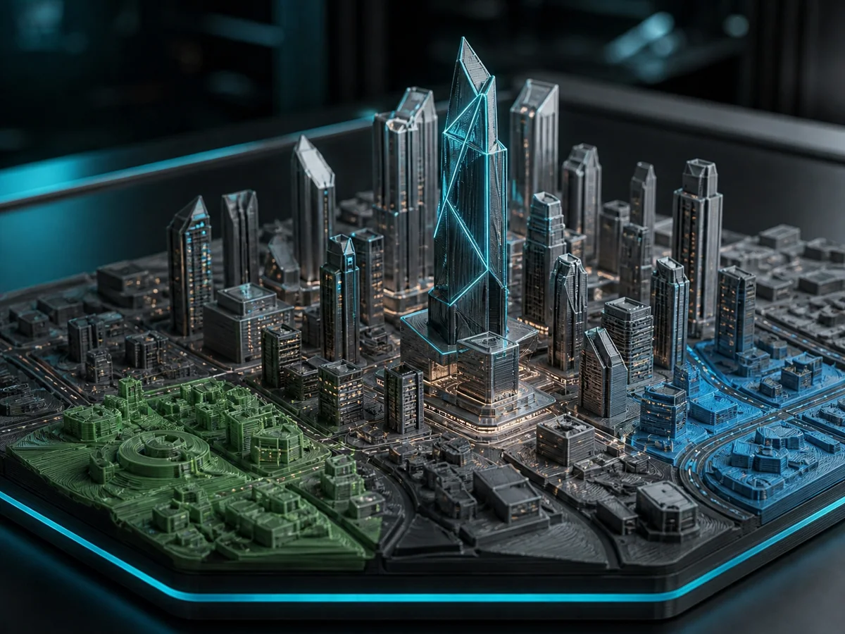 Concept visualization of a detailed 3D-printed city model