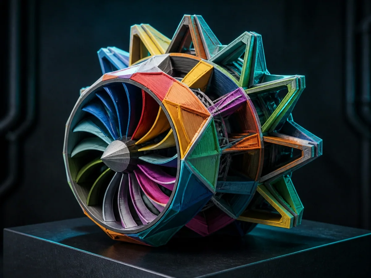 Concept visualization of a single multi-colour 3D print