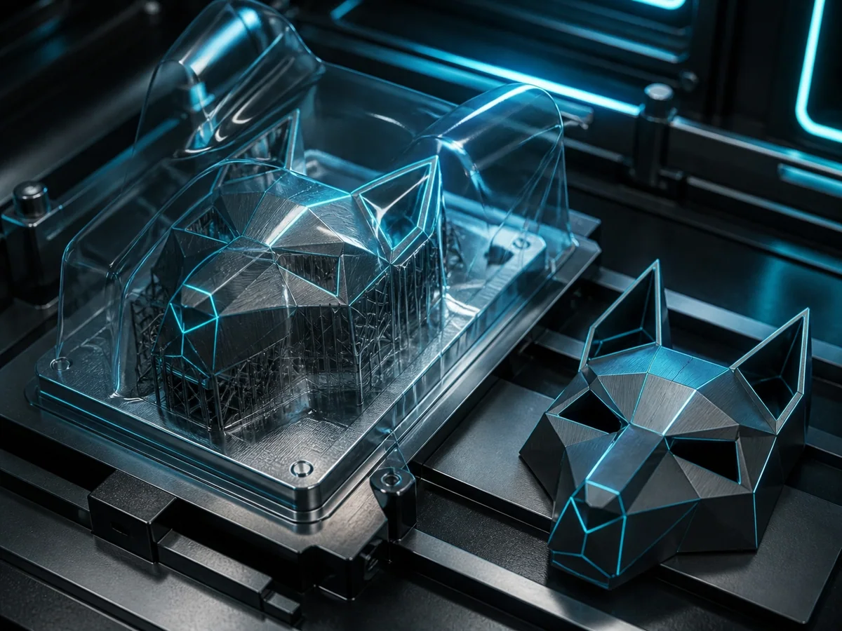 Concept visualization of a vacuum-formed shell and printed mould
