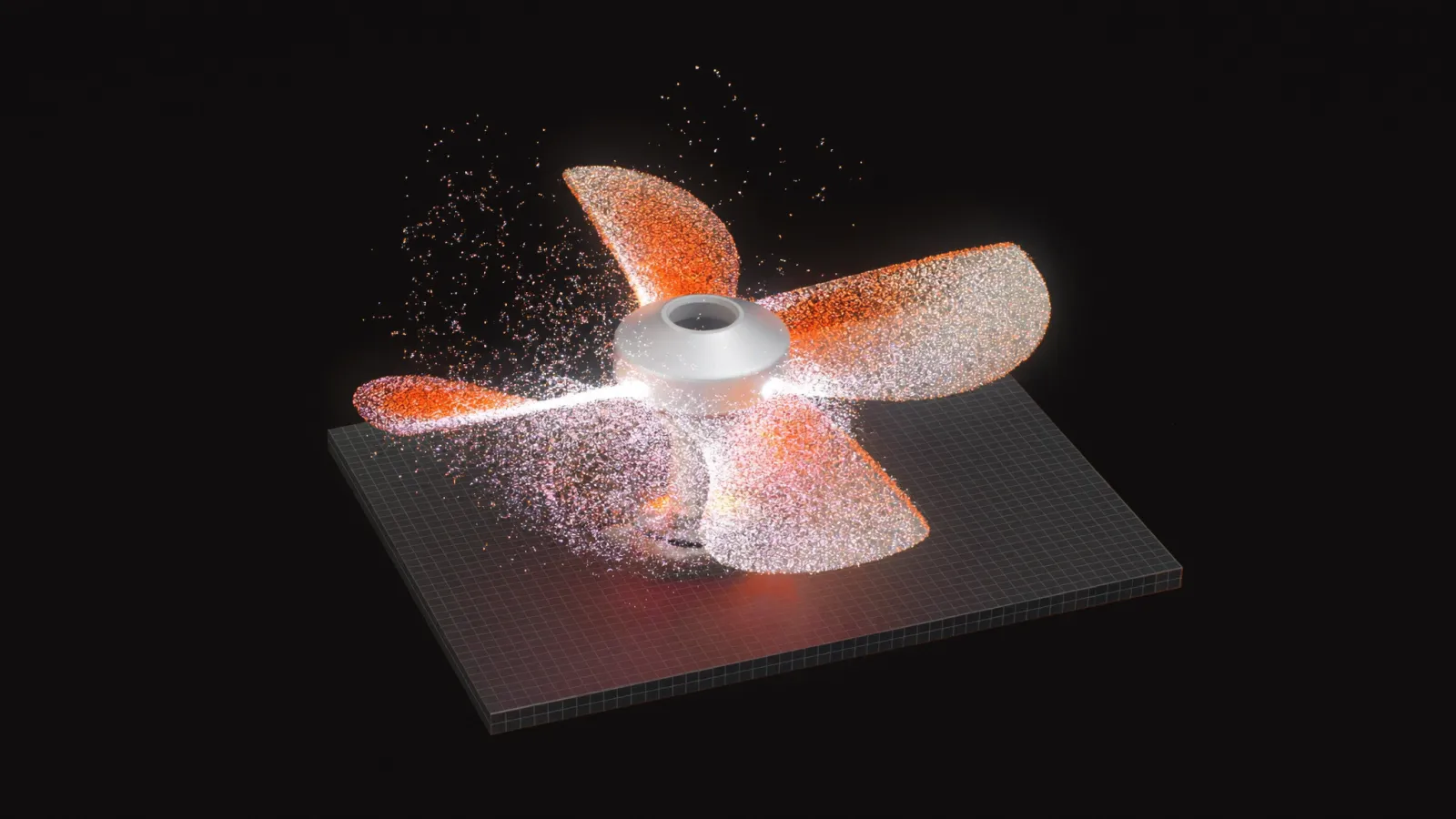 Concept render of the impeller as a point cloud under sweeping scan light